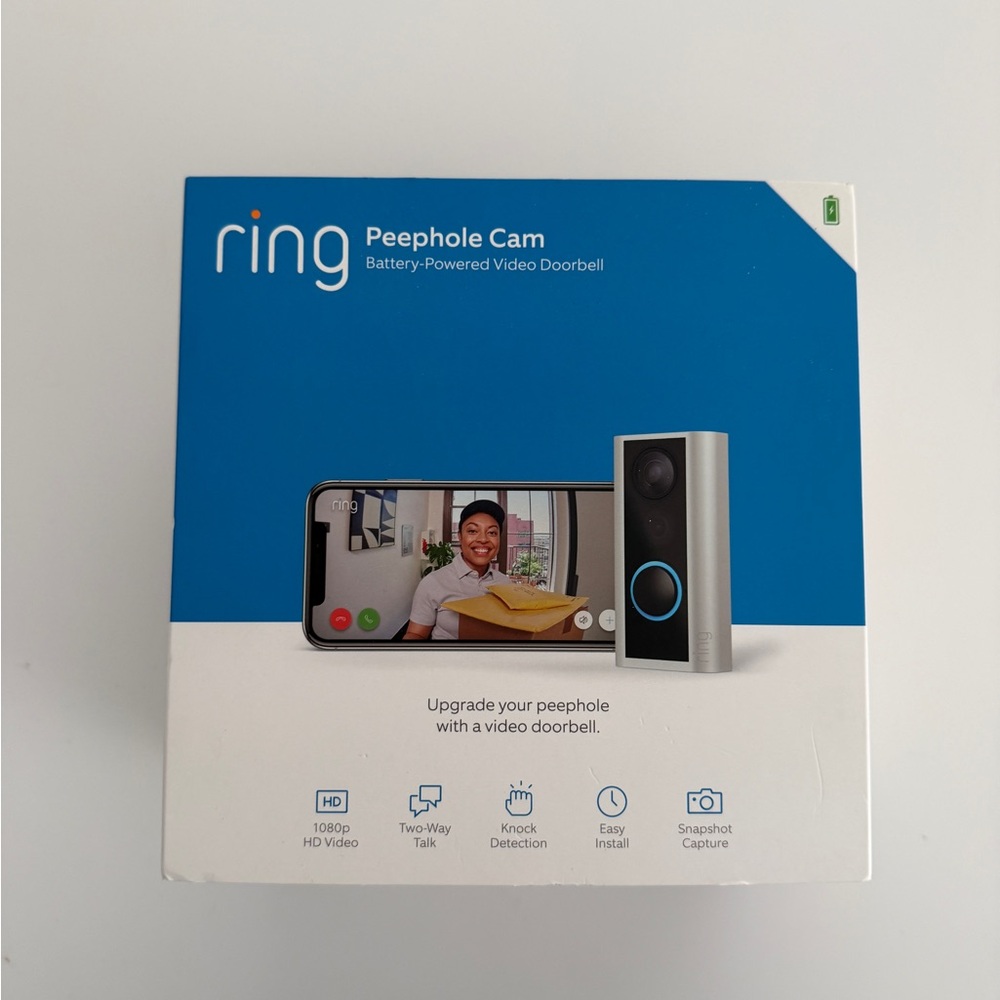 Ring Peephole Cam Battery Video Doorbell - Silver and Black